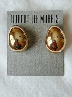 Robert Lee Morris Gold Tone Polished Chunky Dome Drop Earrings
